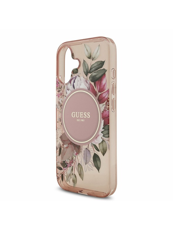 Guess Guess IML Flowers Strap MagSafe Zadný Kryt pre iPhone 17 Pink