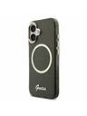 Guess Guess IML Glitter Script Strap MagSafe Zadný Kryt pre iPhone 17 Black