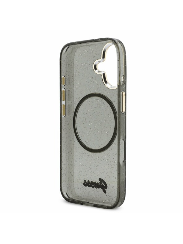 Guess Guess IML Glitter Script Strap MagSafe Zadný Kryt pre iPhone 17 Black
