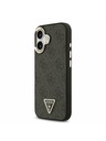 Guess Guess PU Leather 4G Strass Triangle Logo Gold Frame MagSafe Zadný Kryt pre iPhone 17 Black