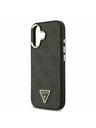 Guess Guess PU Leather 4G Strass Triangle Logo Gold Frame MagSafe Zadný Kryt pre iPhone 17 Black