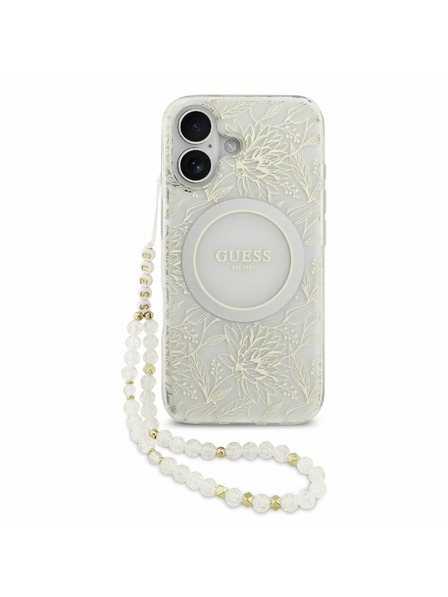 Guess Guess IML Flowers Allover Strap MagSafe Zadný Kryt pre iPhone 17 White