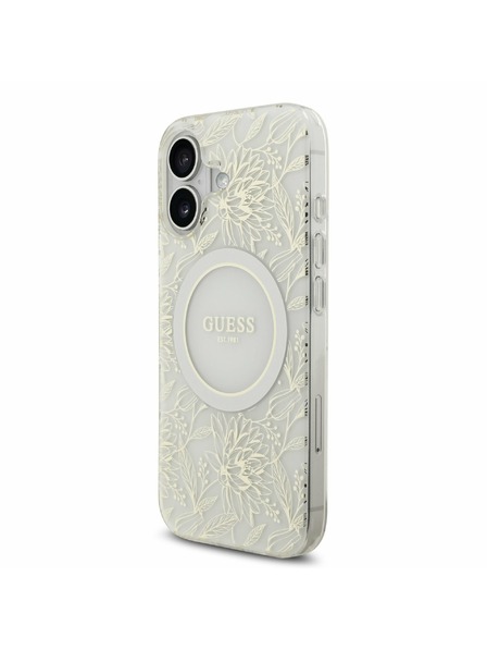 Guess Guess IML Flowers Allover Strap MagSafe Zadný Kryt pre iPhone 17 White
