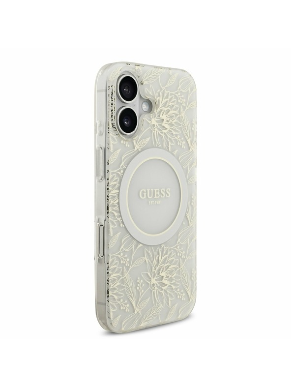 Guess Guess IML Flowers Allover Strap MagSafe Zadný Kryt pre iPhone 17 White