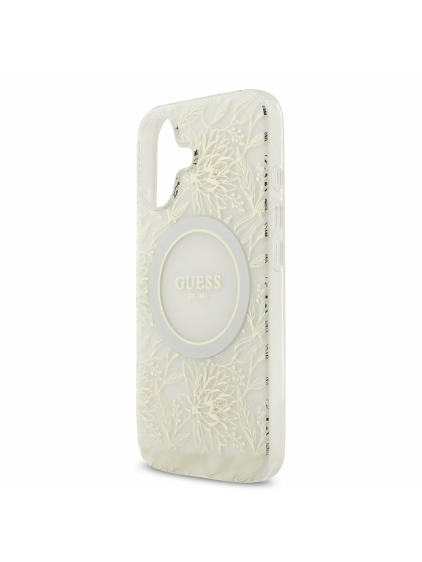 Guess Guess IML Flowers Allover Strap MagSafe Zadný Kryt pre iPhone 17 White