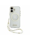 Guess Guess IML Glitter Script Strap MagSafe Zadný Kryt pre iPhone 17 Transparent