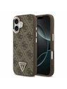 Guess Guess PU Leather 4G Strass Triangle Logo Gold Frame MagSafe Zadný Kryt pre iPhone 17 Brown