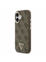 Guess Guess PU Leather 4G Strass Triangle Logo Gold Frame MagSafe Zadný Kryt pre iPhone 17 Brown