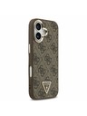 Guess Guess PU Leather 4G Strass Triangle Logo Gold Frame MagSafe Zadný Kryt pre iPhone 17 Brown