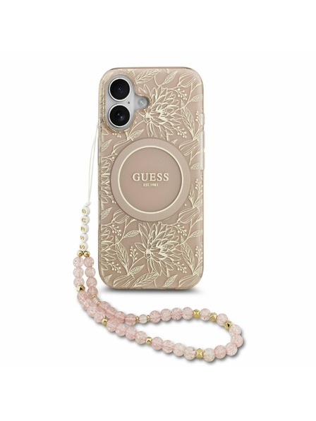 Guess Guess IML Flowers Allover Strap MagSafe Zadný Kryt pre iPhone 17 Pink