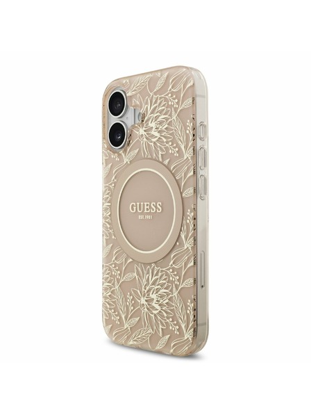 Guess Guess IML Flowers Allover Strap MagSafe Zadný Kryt pre iPhone 17 Pink