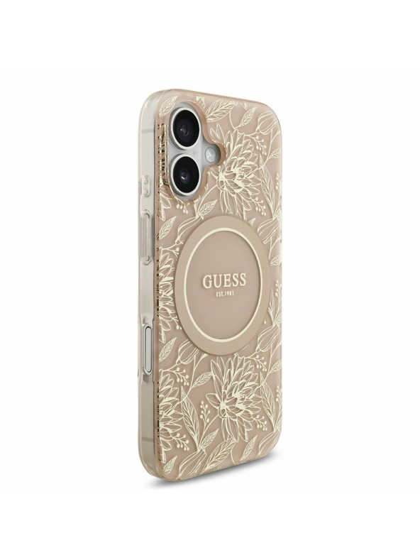 Guess Guess IML Flowers Allover Strap MagSafe Zadný Kryt pre iPhone 17 Pink