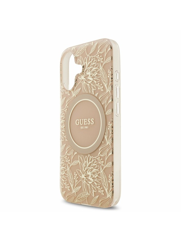 Guess Guess IML Flowers Allover Strap MagSafe Zadný Kryt pre iPhone 17 Pink