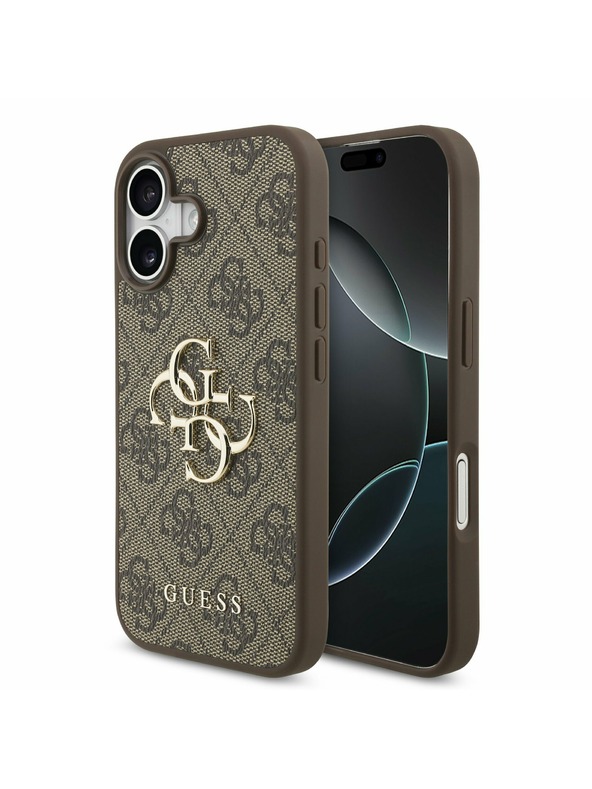Guess Guess PU 4G Metal Logo Zadný Kryt pre iPhone 17 Brown