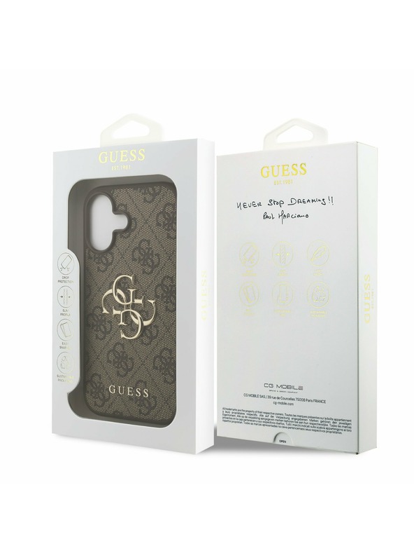 Guess Guess PU 4G Metal Logo Zadný Kryt pre iPhone 17 Brown