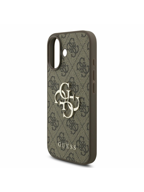 Guess Guess PU 4G Metal Logo Strap Zadný Kryt pre iPhone 17 Brown