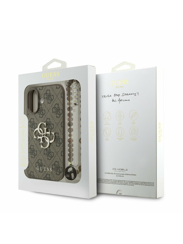 Guess Guess PU 4G Metal Logo Strap Zadný Kryt pre iPhone 17 Brown