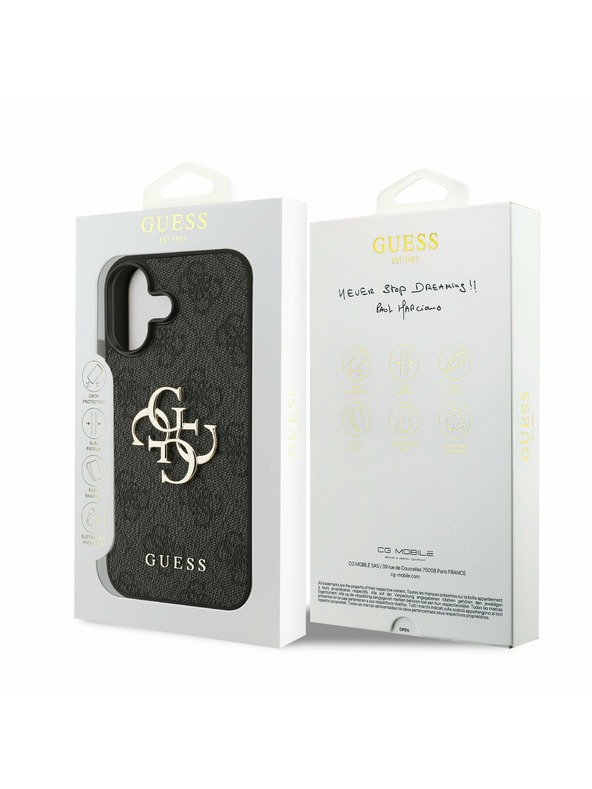 Guess Guess PU 4G Metal Logo Zadný Kryt pre iPhone 17 Grey