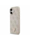 Guess Guess PU Leather 4G Strass Triangle Logo Gold Frame MagSafe Zadný Kryt pre iPhone 17 Pink