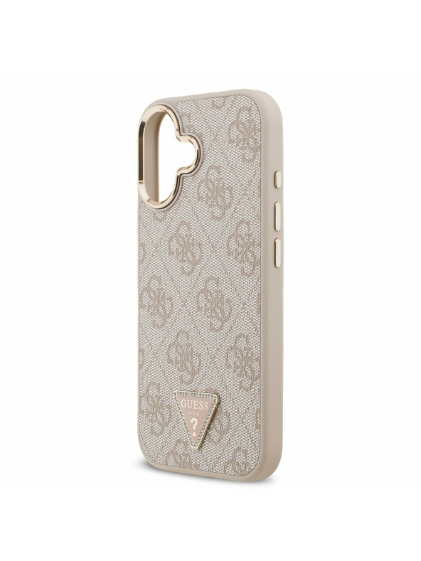 Guess Guess PU Leather 4G Strass Triangle Logo Gold Frame MagSafe Zadný Kryt pre iPhone 17 Pink