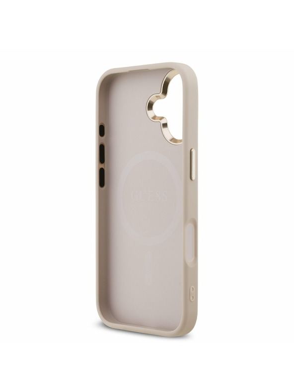 Guess Guess PU Leather 4G Strass Triangle Logo Gold Frame MagSafe Zadný Kryt pre iPhone 17 Pink