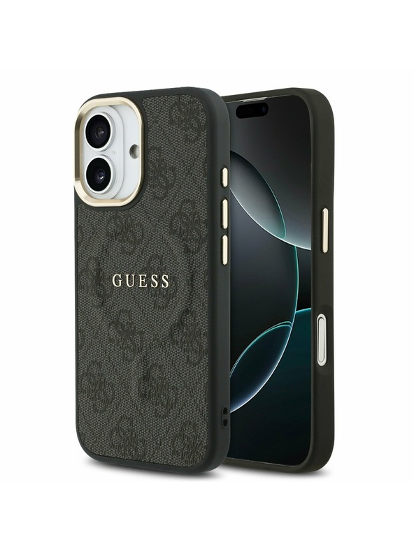 Guess Guess PU Leather 4G Gold Frame MagSafe Zadný Kryt pre iPhone 17 Black