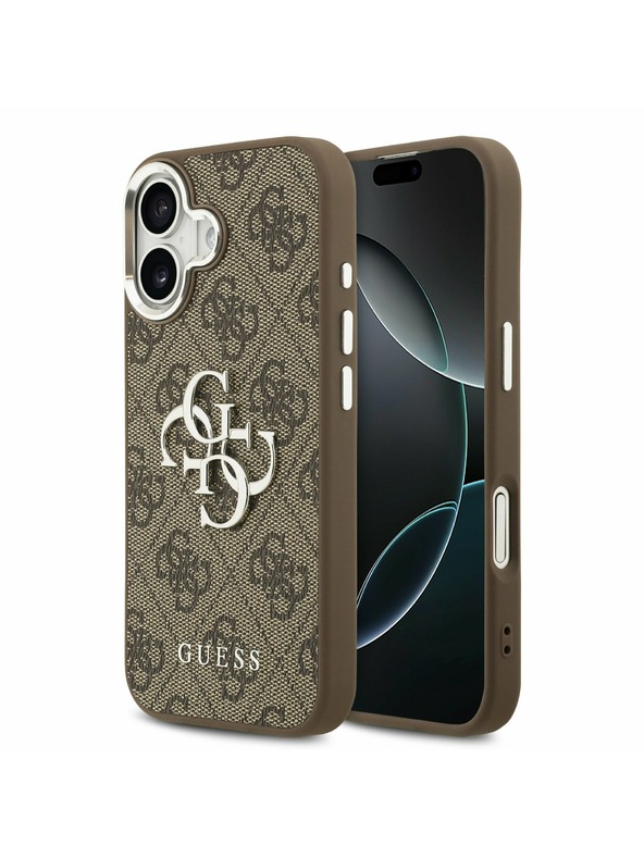 Guess Guess PU 4G Metal Logo Zadný Kryt pre iPhone 17 Silver Brown