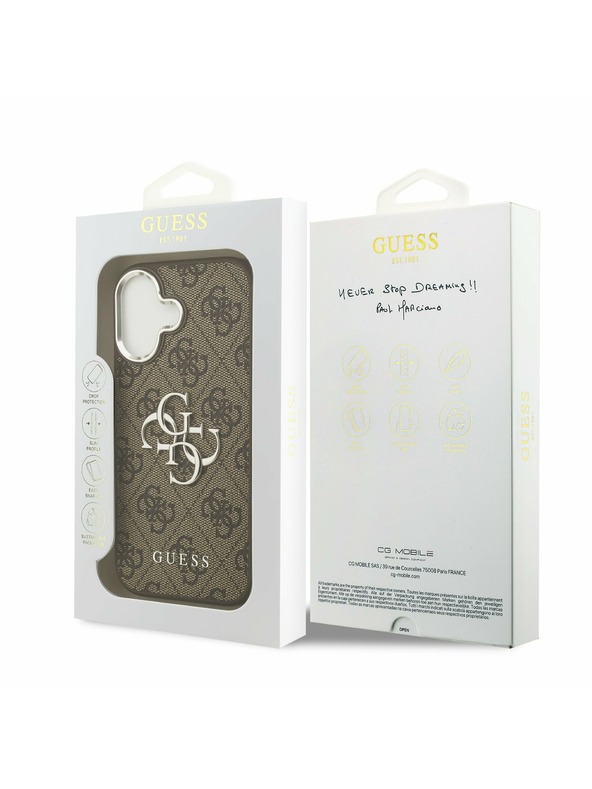 Guess Guess PU 4G Metal Logo Zadný Kryt pre iPhone 17 Silver Brown