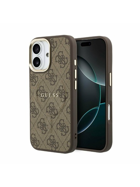 Guess Guess PU Koža 4G Gold Frame MagSafe Zadný Kryt pre iPhone 17 Brown