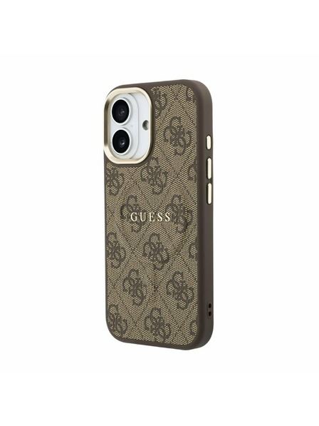 Guess Guess PU Koža 4G Gold Frame MagSafe Zadný Kryt pre iPhone 17 Brown