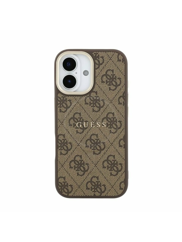 Guess Guess PU Koža 4G Gold Frame MagSafe Zadný Kryt pre iPhone 17 Brown