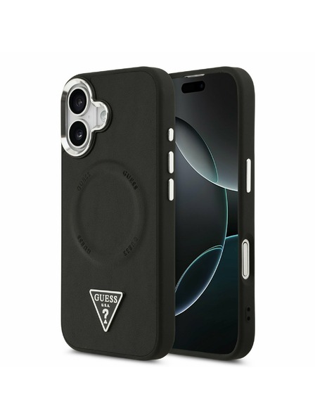 Guess Guess PU Koža Triangle Logo MagSafe Zadný Kryt pre iPhone 17 Black