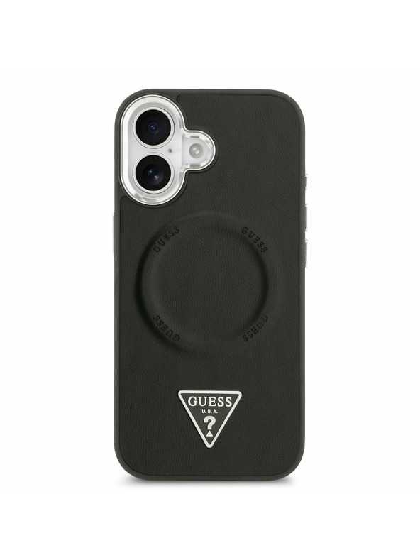 Guess Guess PU Koža Triangle Logo MagSafe Zadný Kryt pre iPhone 17 Black