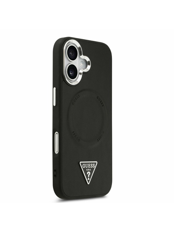 Guess Guess PU Koža Triangle Logo MagSafe Zadný Kryt pre iPhone 17 Black