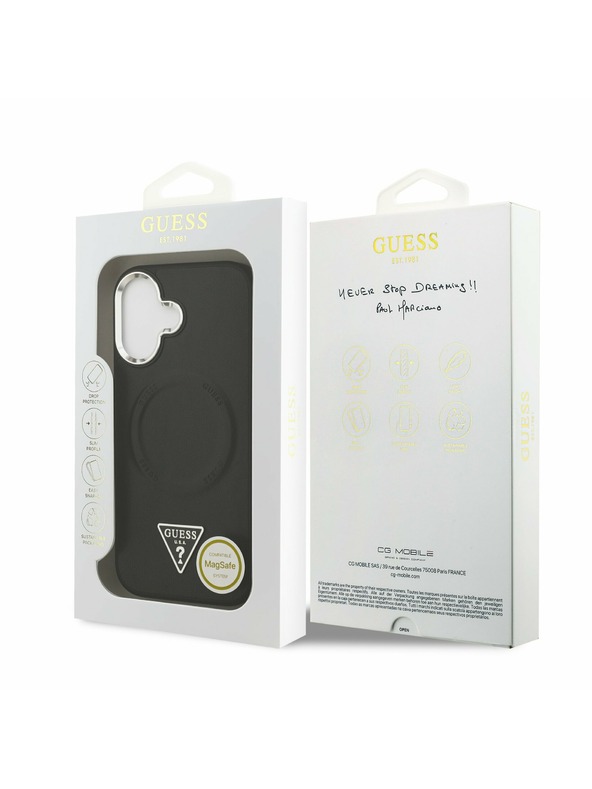 Guess Guess PU Koža Triangle Logo MagSafe Zadný Kryt pre iPhone 17 Black