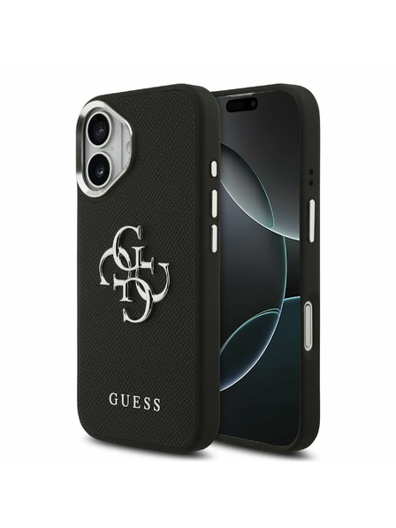 Guess Guess PU Zrnený 4G Metal Logo Zadný Kryt pre iPhone 17 Black