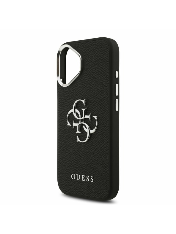 Guess Guess PU Zrnený 4G Metal Logo Zadný Kryt pre iPhone 17 Black