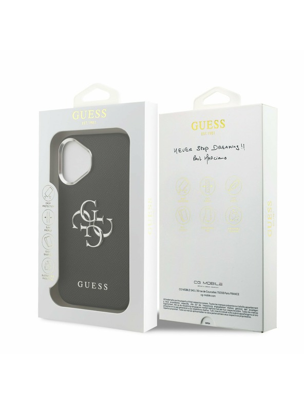 Guess Guess PU Zrnený 4G Metal Logo Zadný Kryt pre iPhone 17 Black