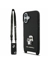 Karl Lagerfeld Karl Lagerfeld Saffiano Crossbody Popruhy Metal Karl and Choupette Zadný Kryt pre iPhone 17 Black