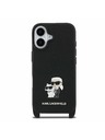Karl Lagerfeld Karl Lagerfeld Saffiano Crossbody Popruhy Metal Karl and Choupette Zadný Kryt pre iPhone 17 Black