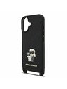 Karl Lagerfeld Karl Lagerfeld Saffiano Crossbody Popruhy Metal Karl and Choupette Zadný Kryt pre iPhone 17 Black