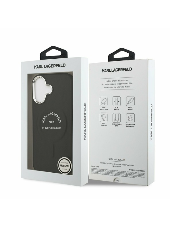 Karl Lagerfeld Karl Lagerfeld PU RSG Logo MagSafe Zadný Kryt pre iPhone 17 Black