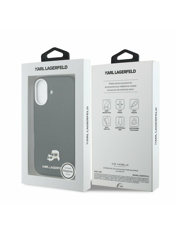Karl Lagerfeld Karl Lagerfeld PU Karl and Choupette Heads Pins MagSafe Zadný Kryt pre iPhone 17 Black
