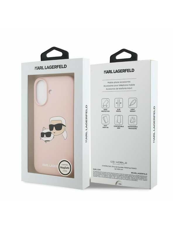 Karl Lagerfeld Karl Lagerfeld Liquid Silicone Double Heads MagSafe Zadný Kryt pre iPhone 17 Pink