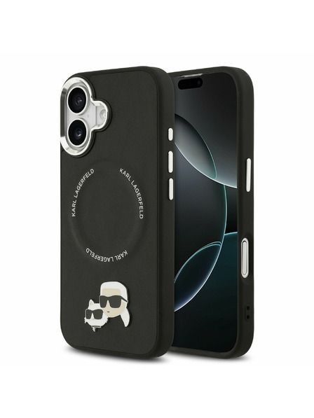 Karl Lagerfeld Karl Lagerfeld PU Karl and Choupette Heads Pins MagSafe Zadný Kryt pre iPhone 17 Black