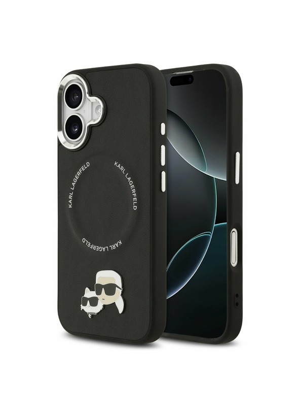 Karl Lagerfeld Karl Lagerfeld PU Karl and Choupette Heads Pins MagSafe Zadný Kryt pre iPhone 17 Black