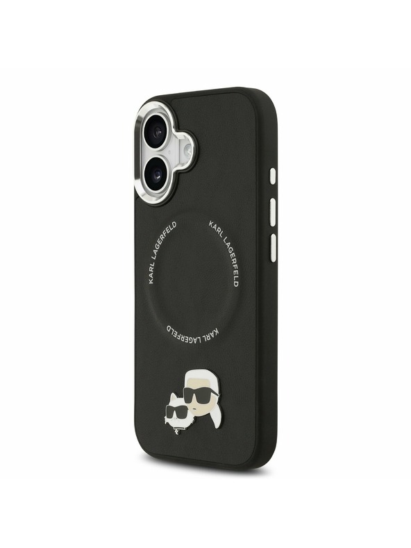 Karl Lagerfeld Karl Lagerfeld PU Karl and Choupette Heads Pins MagSafe Zadný Kryt pre iPhone 17 Black