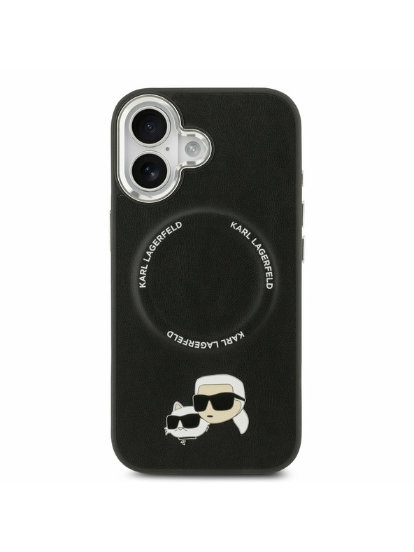 Karl Lagerfeld Karl Lagerfeld PU Karl and Choupette Heads Pins MagSafe Zadný Kryt pre iPhone 17 Black