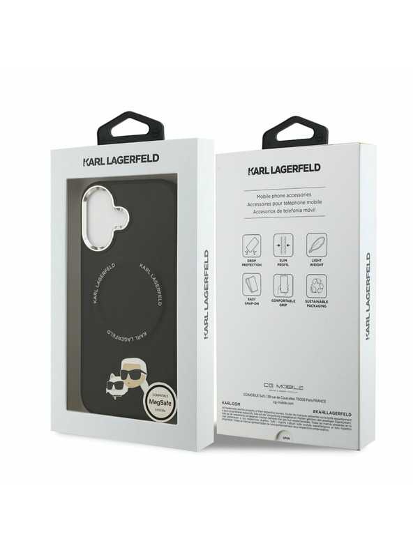 Karl Lagerfeld Karl Lagerfeld PU Karl and Choupette Heads Pins MagSafe Zadný Kryt pre iPhone 17 Black