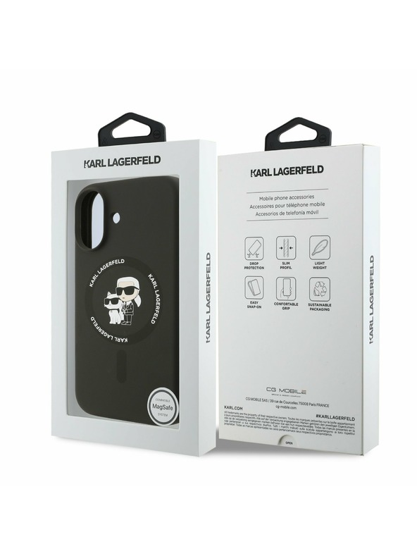 Karl Lagerfeld Karl Lagerfeld Liquid Silicone Karl and Choupette MagSafe Zadný Kryt pre iPhone 17 Black